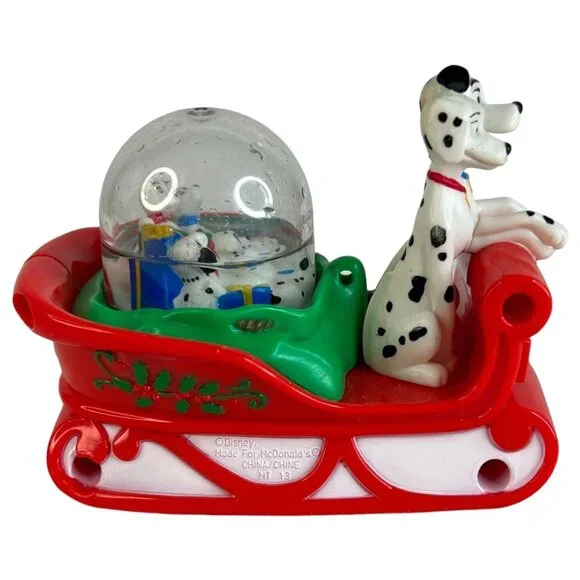 1996 McDonalds Disney 101 Dalmatians Christmas Ornaments Snow Globe Dome Vintage - Picture 6 of 12